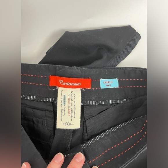 Anthropologie Cartonnier Black Ankle Zip Charlie Trousers - Picture 6 of 8